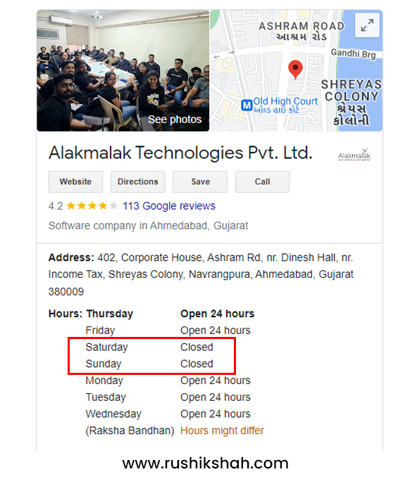 Hours of Operation of Alakmalak Technologies
