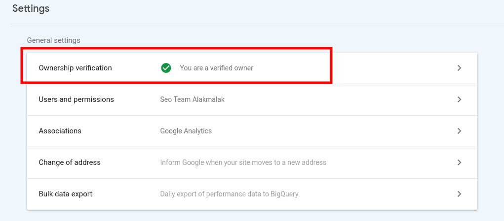 Ownership Search Console