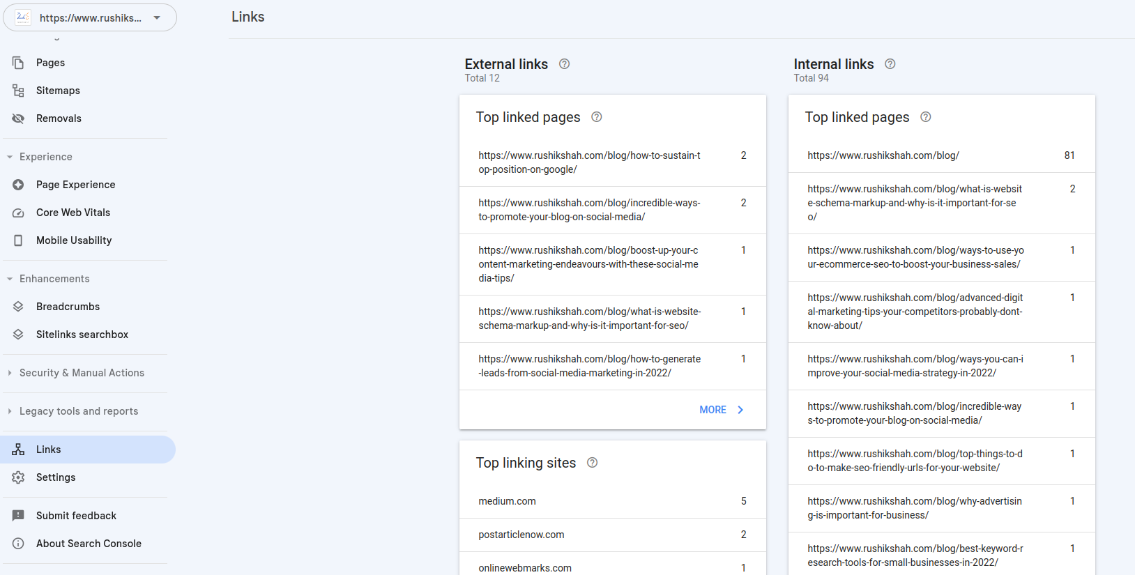 Sitelink Search Console